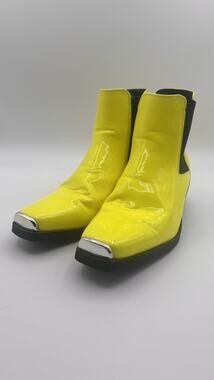 ASOS Designs Men’s Size 9 Neon Yellow Cuban Heel Ankle Boots Silver Toes
